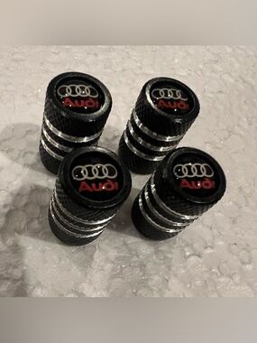 AUDI Black & Silver Tire Valve Stem Caps